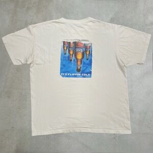 Vintage Anvil Bud Light T-Shirt Mens XL White Graphic Beer Its Flippin Cold Tee